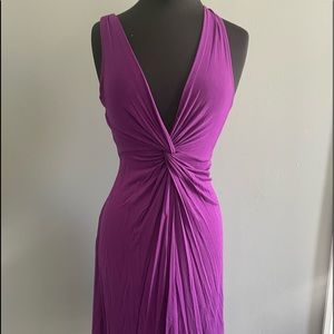 Purple v neck dress with long neck back